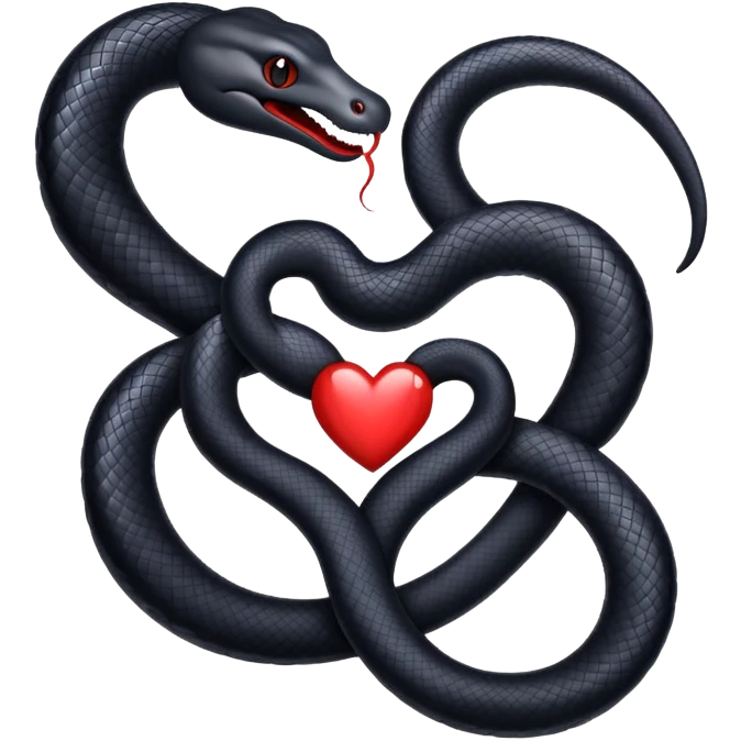Two black snakes making a heart emoji