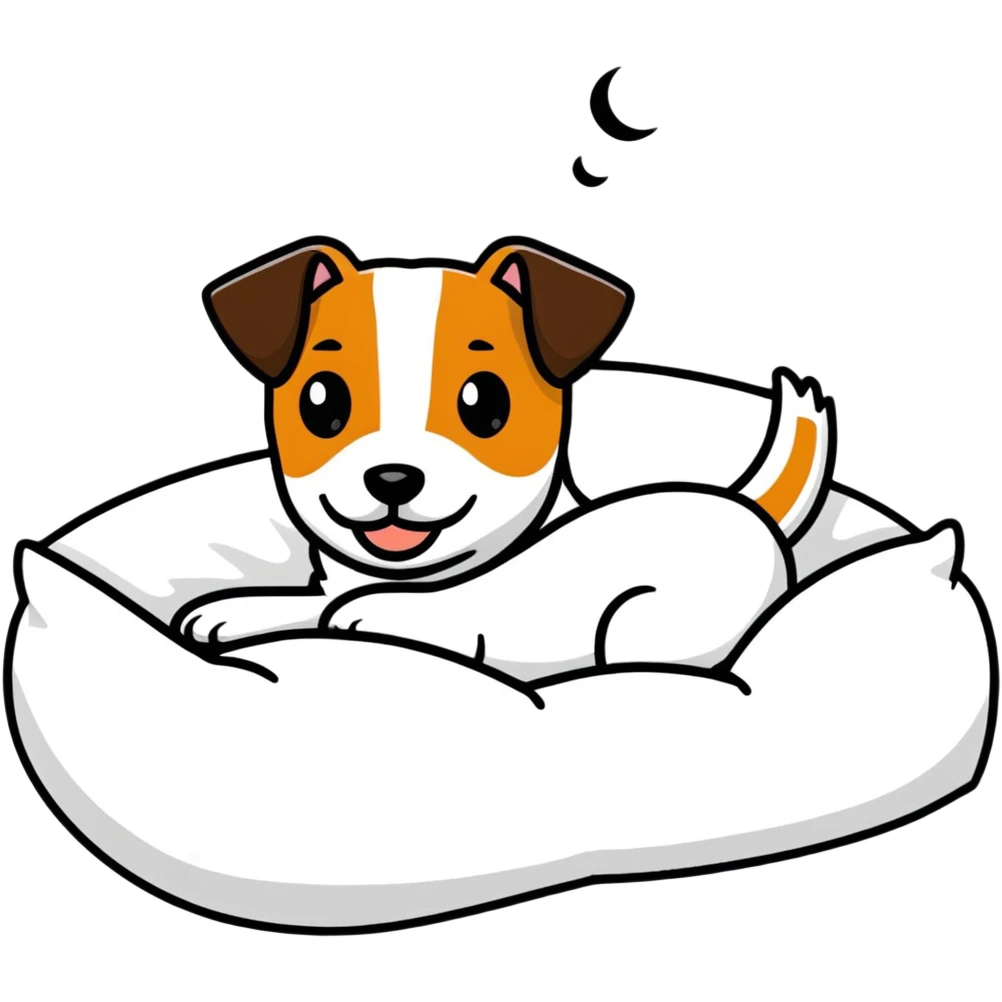 Jack Russell Terrier in bed emoji