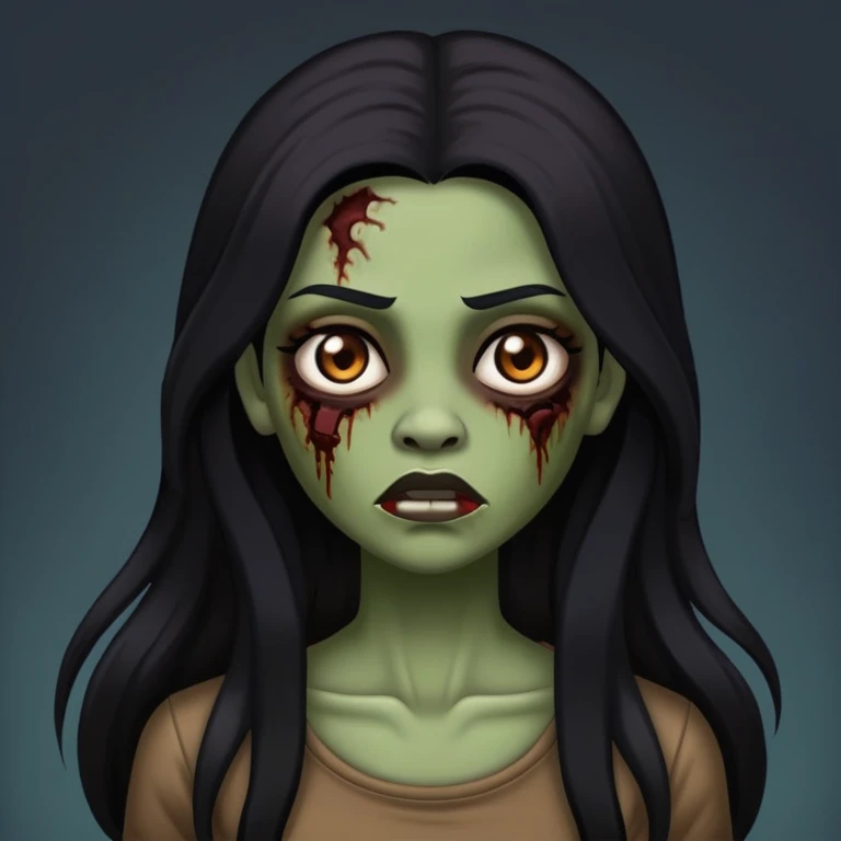 zumbi com cabelos pretos e longos mulhere emoji