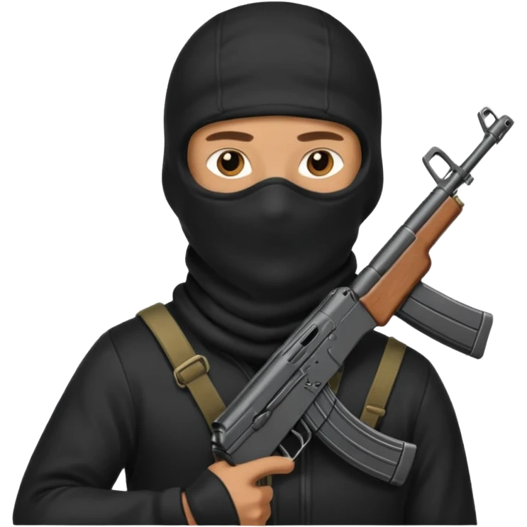 Hombre con pasamontañas con ak47 emoji
