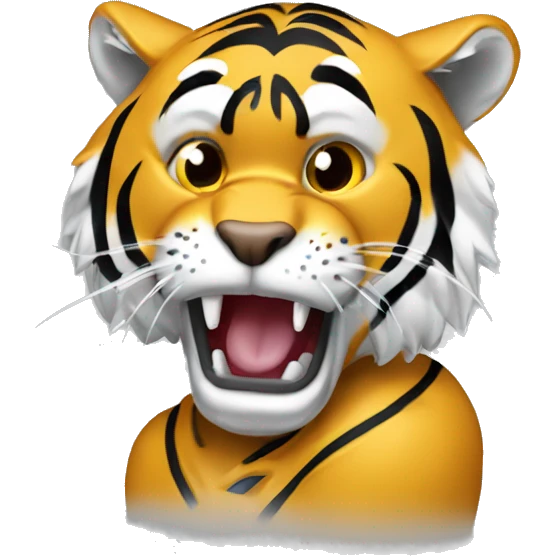 A Missouri tiger peeing on a kansas Jayhawk emoji