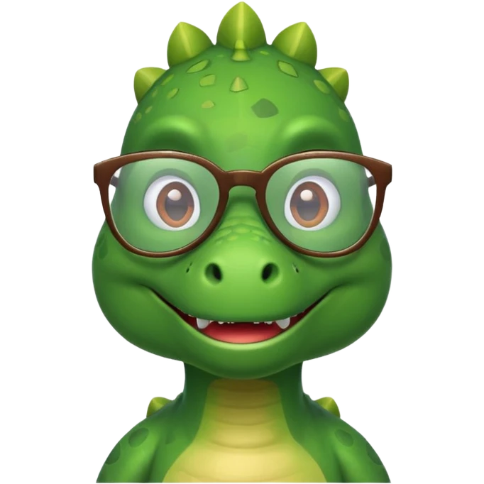 green dino wearing glasses emoji