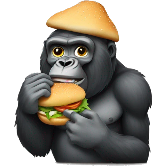 Gorilla eating a chicken sandwich  emoji