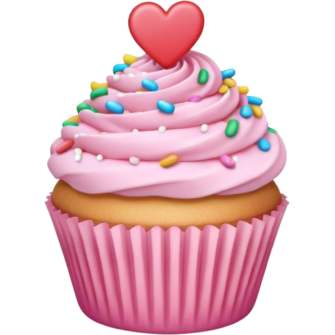 Light Pink Cupcake With Heart And Sprinkles emoji