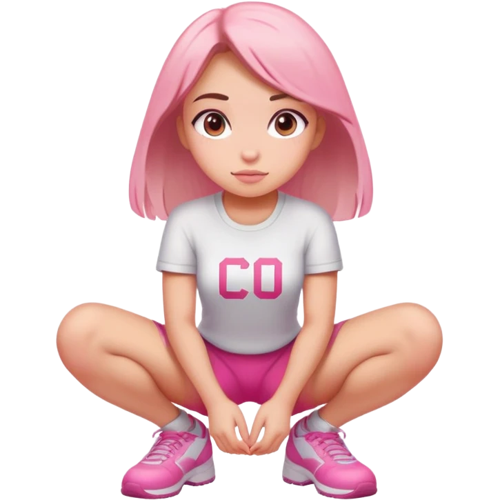  top with pink inscription “girl”  squatting emoji