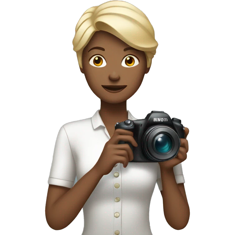 white woman holding a camera vertically emoji
