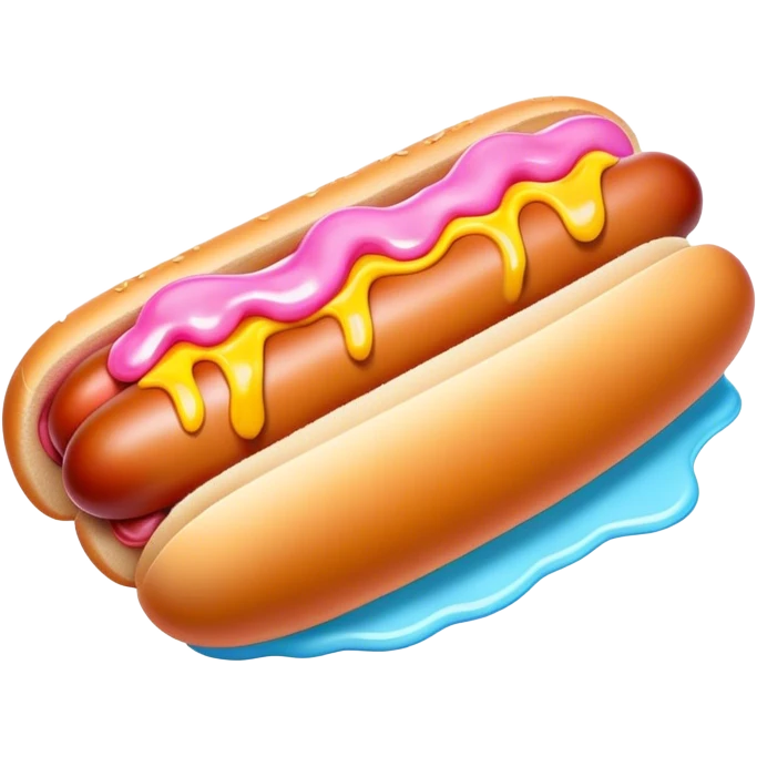 Melting neon ice cream hot dog  emoji