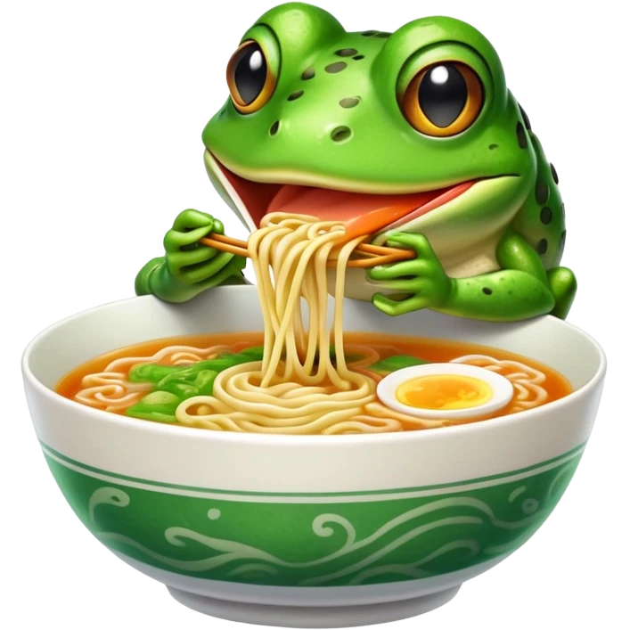 Frog eating ramen emoji