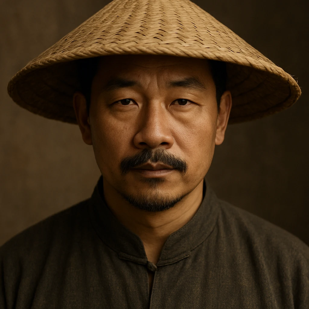 chinese man wearing rice paddy hat, style 4 emoji
