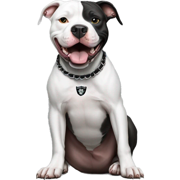 Pit bull wearing Oakland Raiders  emoji