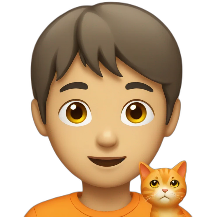 asian boy with orange cat emoji