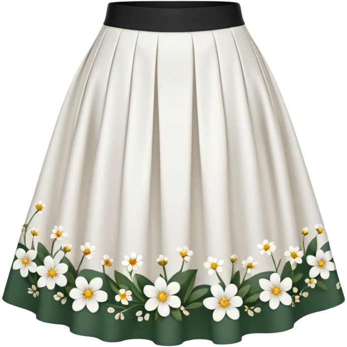 create a white with little flowers midi skirt whituot pleats emoji