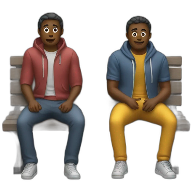 two figures sitting on a bench emoji