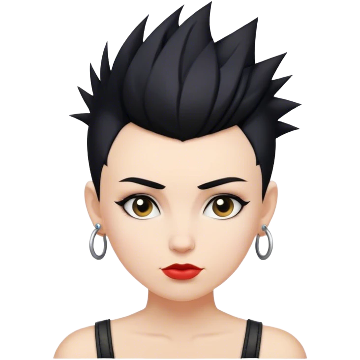 White woman with short black hair mohawk style emoji