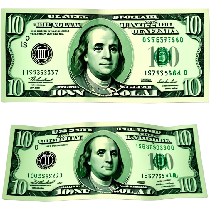 3D realistic US 100 dollar bill sticker, slight perspective, centered, clean cutout, transparent background, no text, no watermark emoji