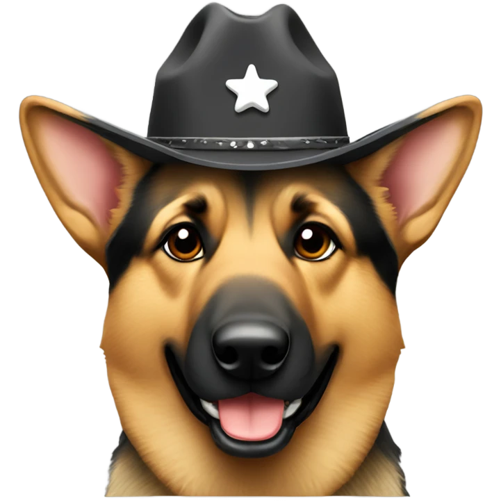 German shepherd wearing a cowboy hat emoji