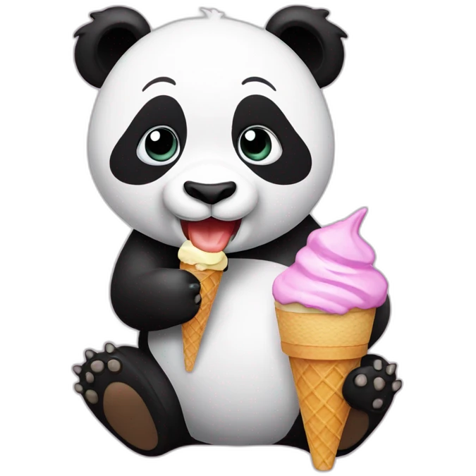 Panda eating ice cream emoji