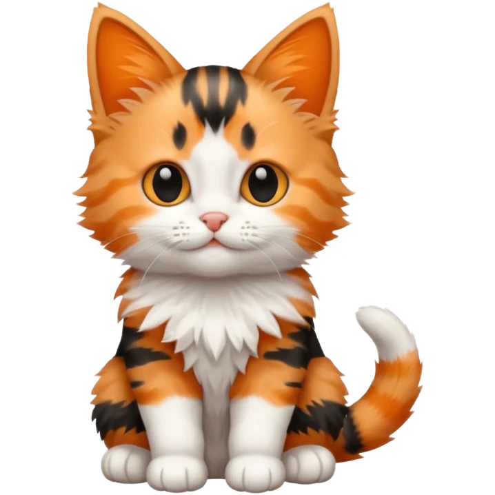 a three colored (orange, blade and white) sitting kitten  emoji