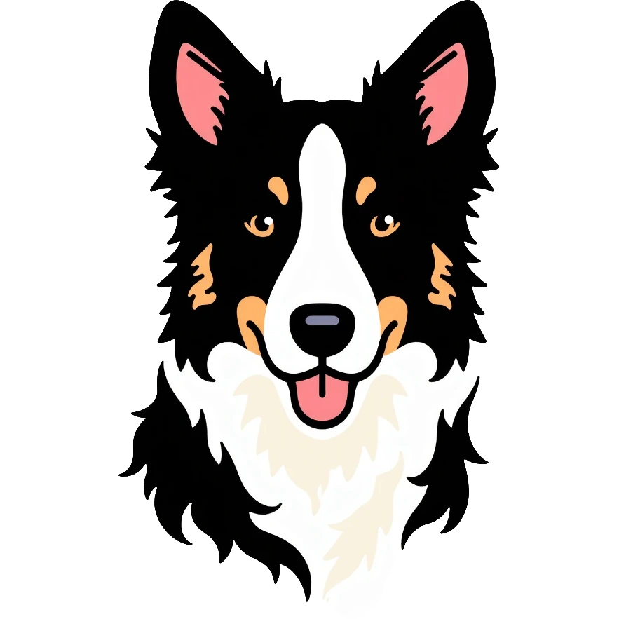 Border collie dog with only one black ear emoji