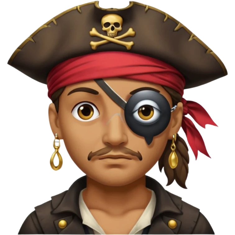 Eye patch pirate with earring, one eye covered
 emoji
