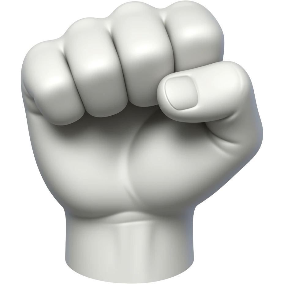 Make a hand like a fist with empty space in the inside, vertical, 90 degrees to the right, and completely sickly white emoji