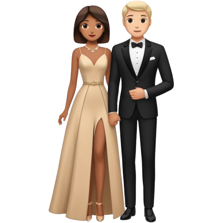 full-length romantic couple in evening outfits emoji