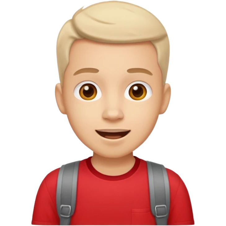 Tourist Character in Red Shirt with A slight expression of excitement and urgency emoji