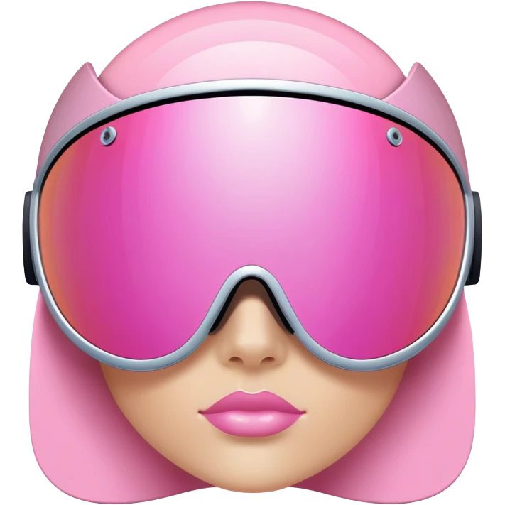 pink mirrored shield visor glasses with reflective surface, high fashion Y2K design emoji