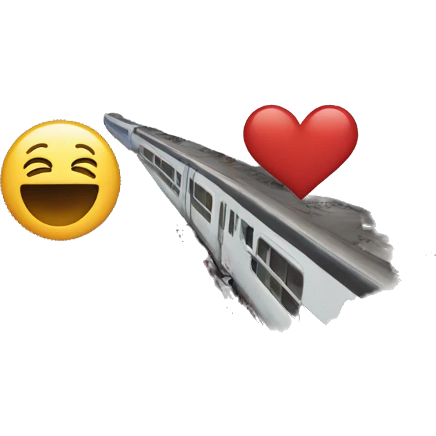 The train above him is a heart emoji
