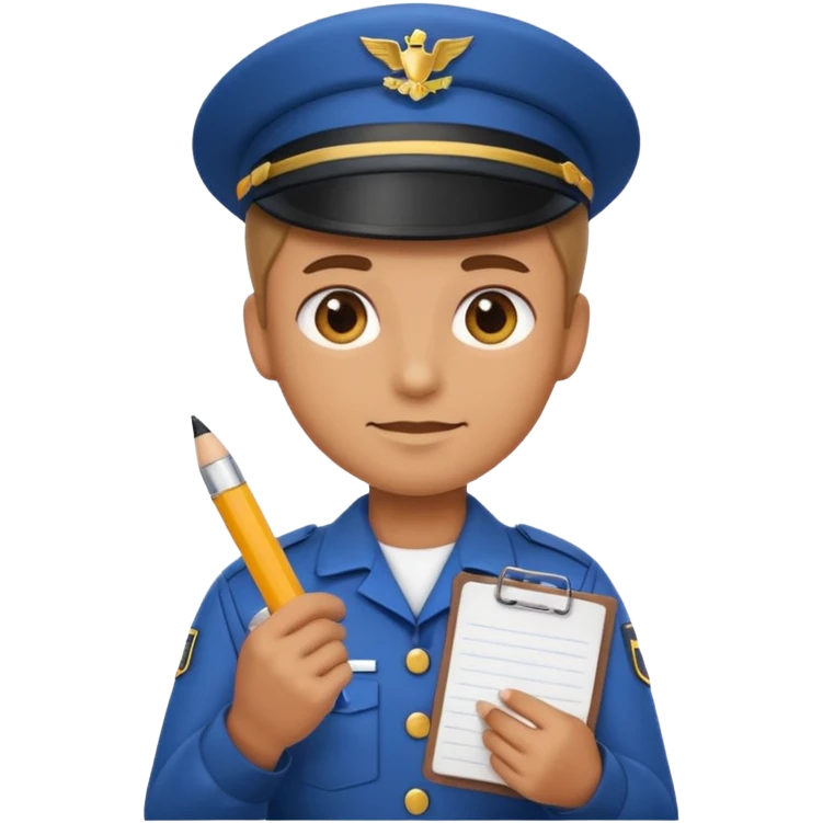 create a realistic emoji of a packaging person with a protocol in his hand writing something down. emoji