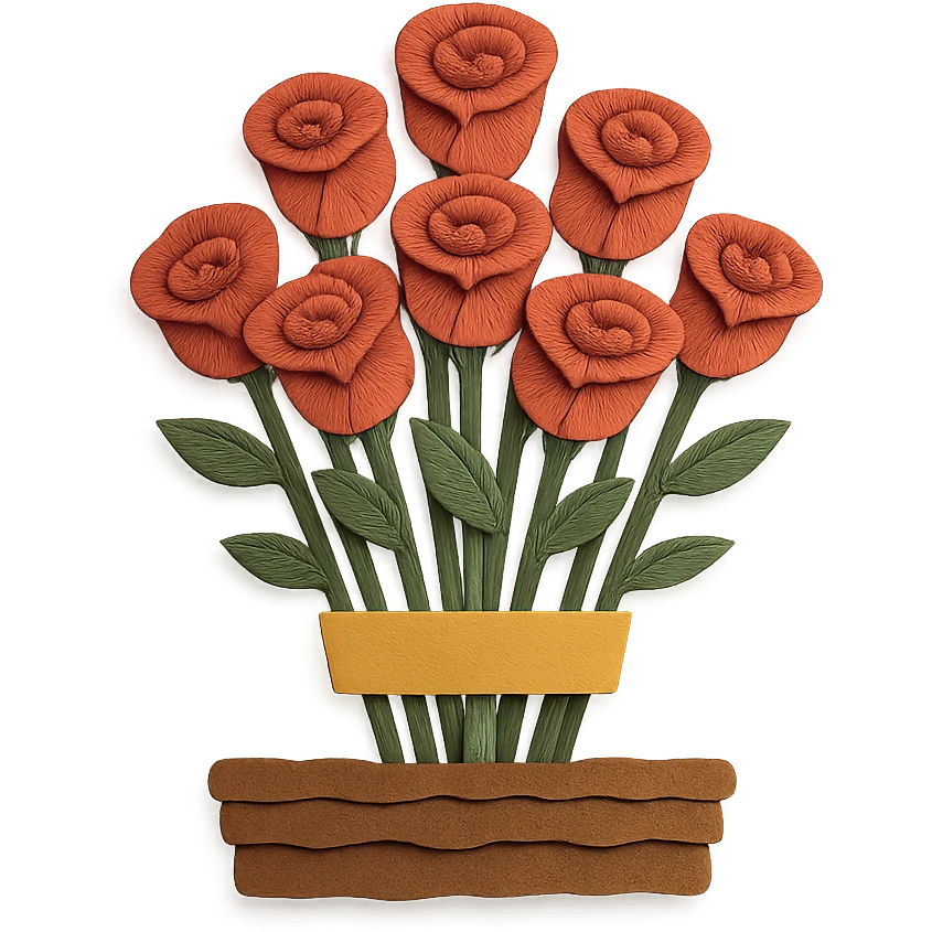 rose farm emoji showing grading and bunching, paper craft style emoji