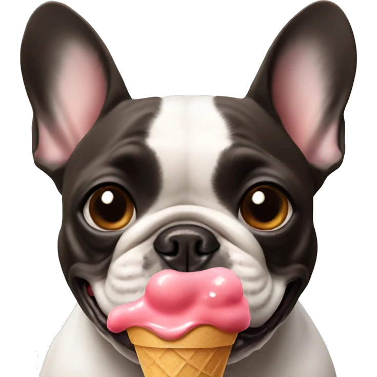 french bulldog eating ice cream  emoji