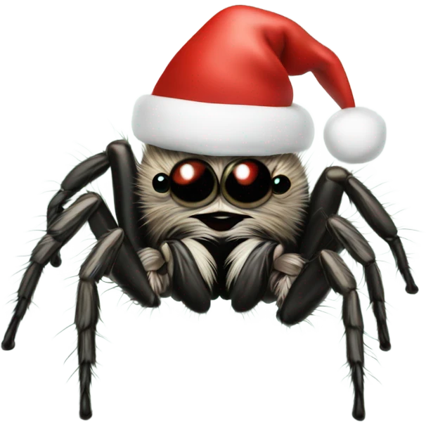 Jumping spider with Christmas hat emoji