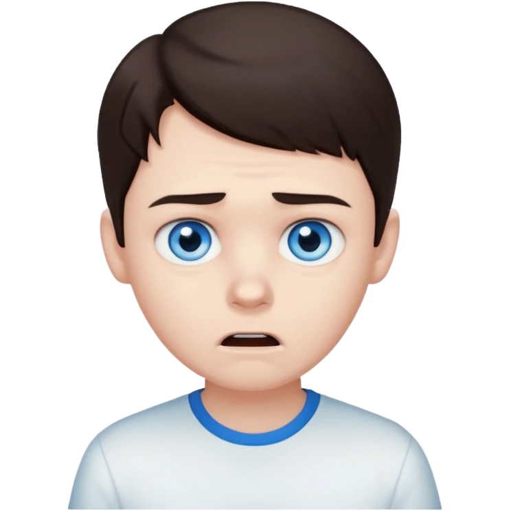 zombie scared boy with dark brown hair and white shirt emoji