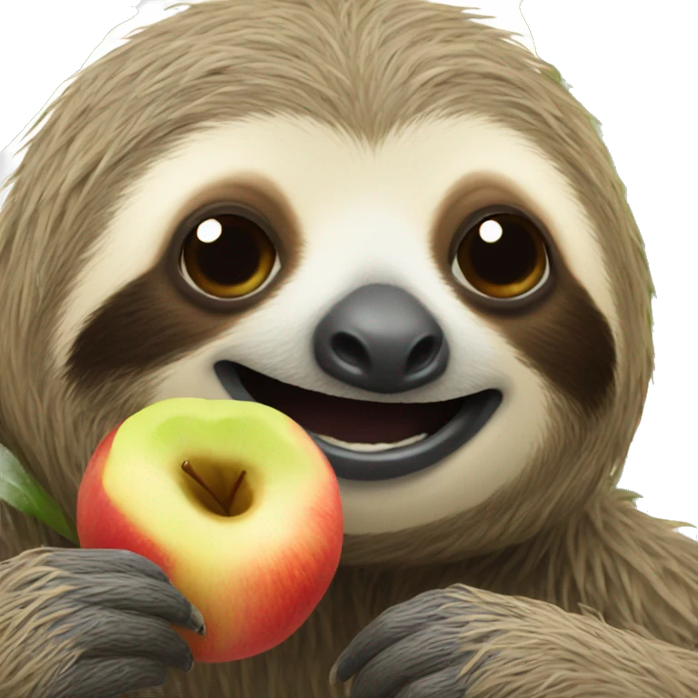 sloth eating an apple emoji