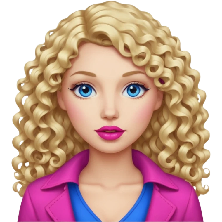 açık tenli  uzun kıvırcık sarı saçlı mavi gözlü   dudak rengi pembe yetişkin kadın sadece yüz emojisi emoji