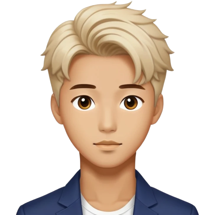 Handsome K-pop male idol face with stylish hair emoji