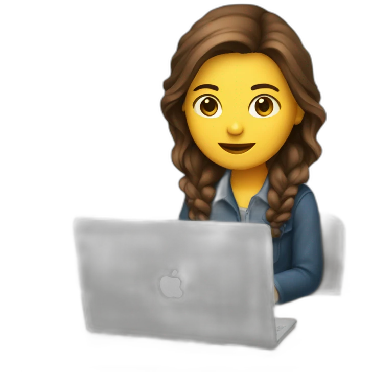 Brown hair Developer sitting with a computer emoji