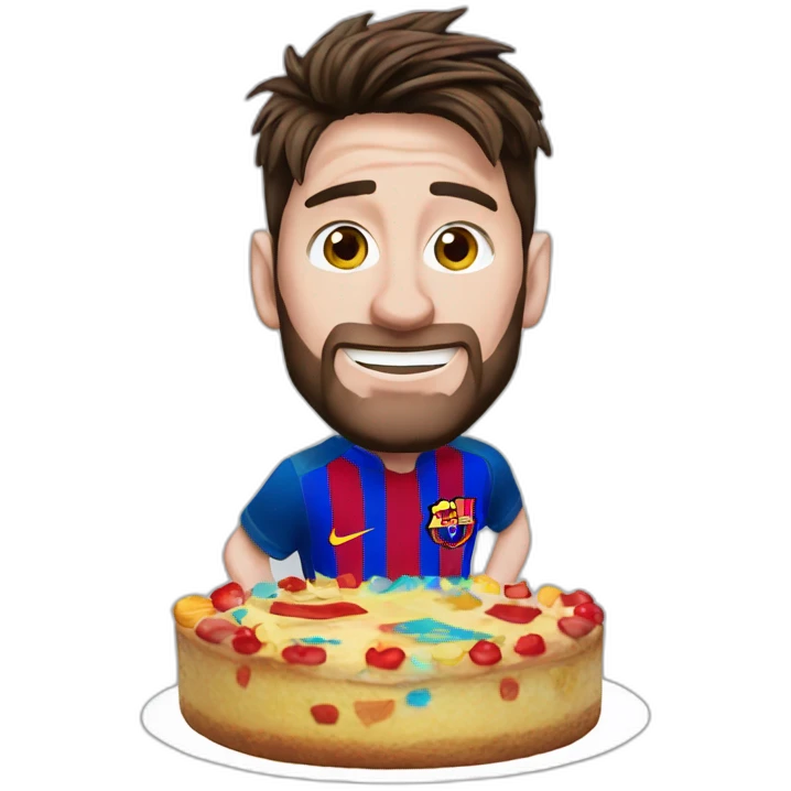 Messi con pastel de cumpleaños emoji