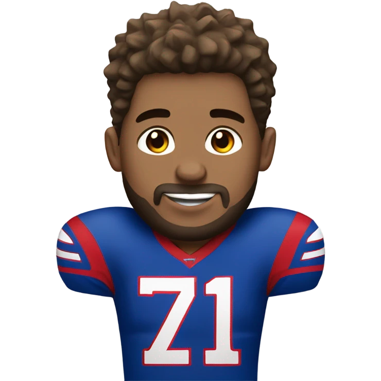 White guy spikey brown hair wearing bills jersey  emoji