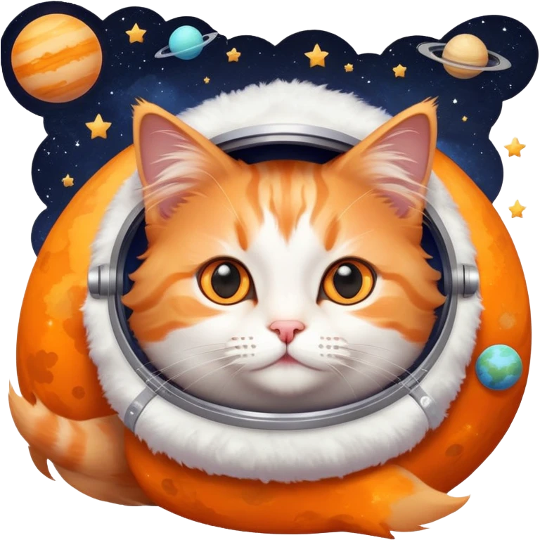 cat in space with stars and planets emoji