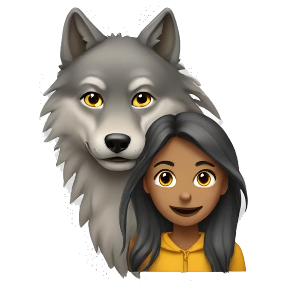 wolf with girl emoji
