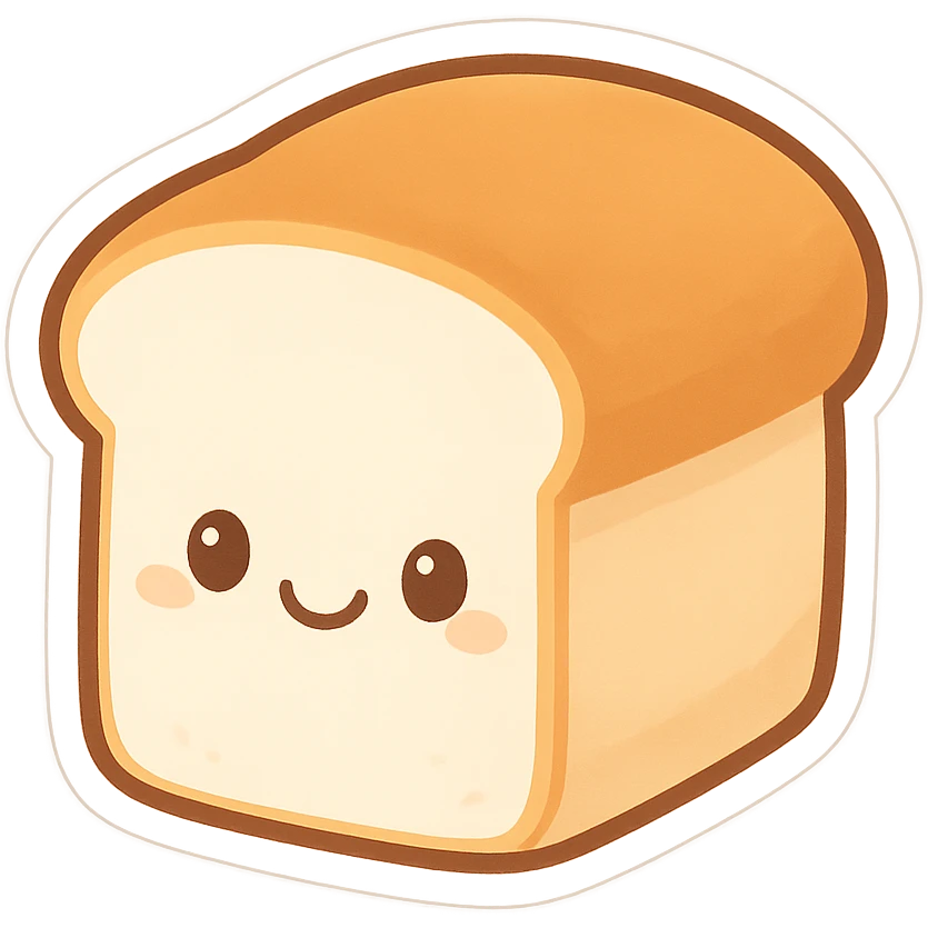 a loaf of white bread, cartoon style emoji