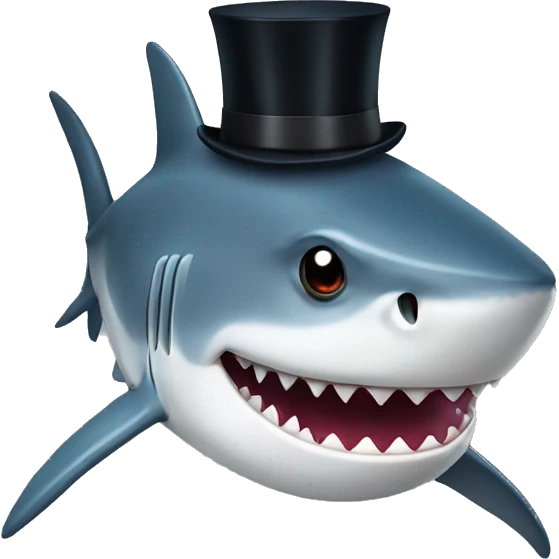 Shark with a top hat emoji