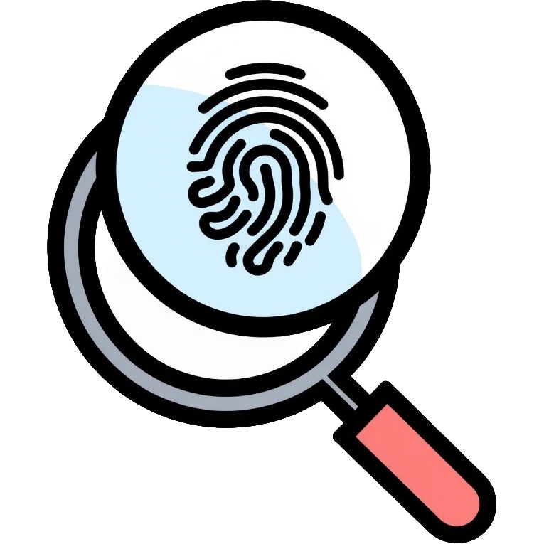 magnifying glass with fingerprint inside emoji