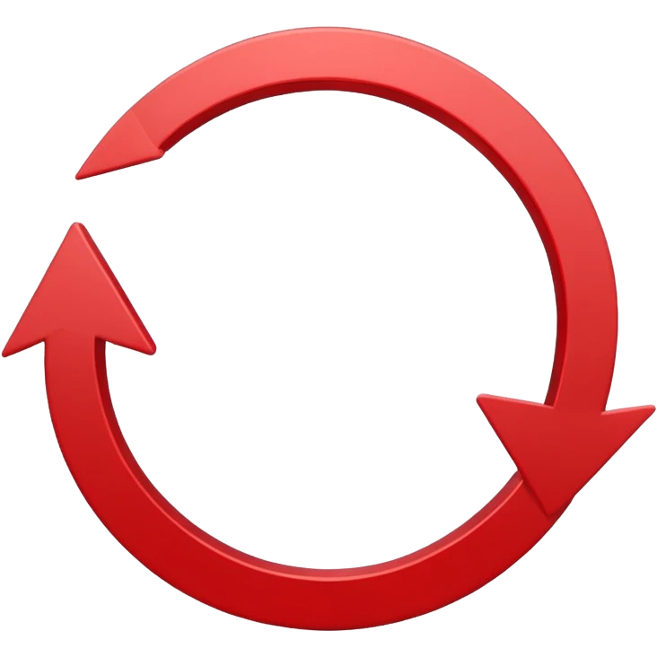 Prompt 15: "Is your backup plan."
Graphic: 🔄 Refresh/loop arrows icon (white with red highlights).
Animation: Arrows rotate smoothly.
Background: Transparent. emoji