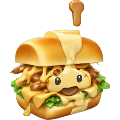 Poutine qui mange un sandwich  emoji