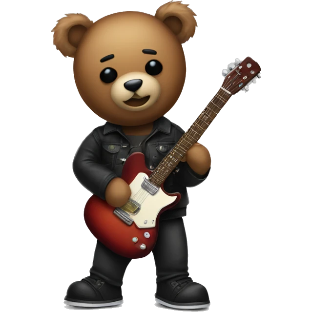 teddy bear with guitar and emo makeup emoji