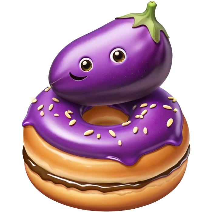 Eggplant inside donut emoji