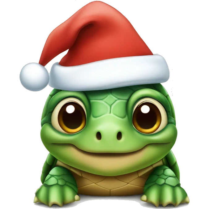 Turtle wearing a Santa hat emoji